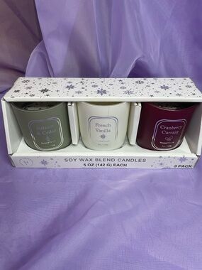 Balsam & Cedar, French Vanilla & Cranberry Currant Soy Wax Candle Trio